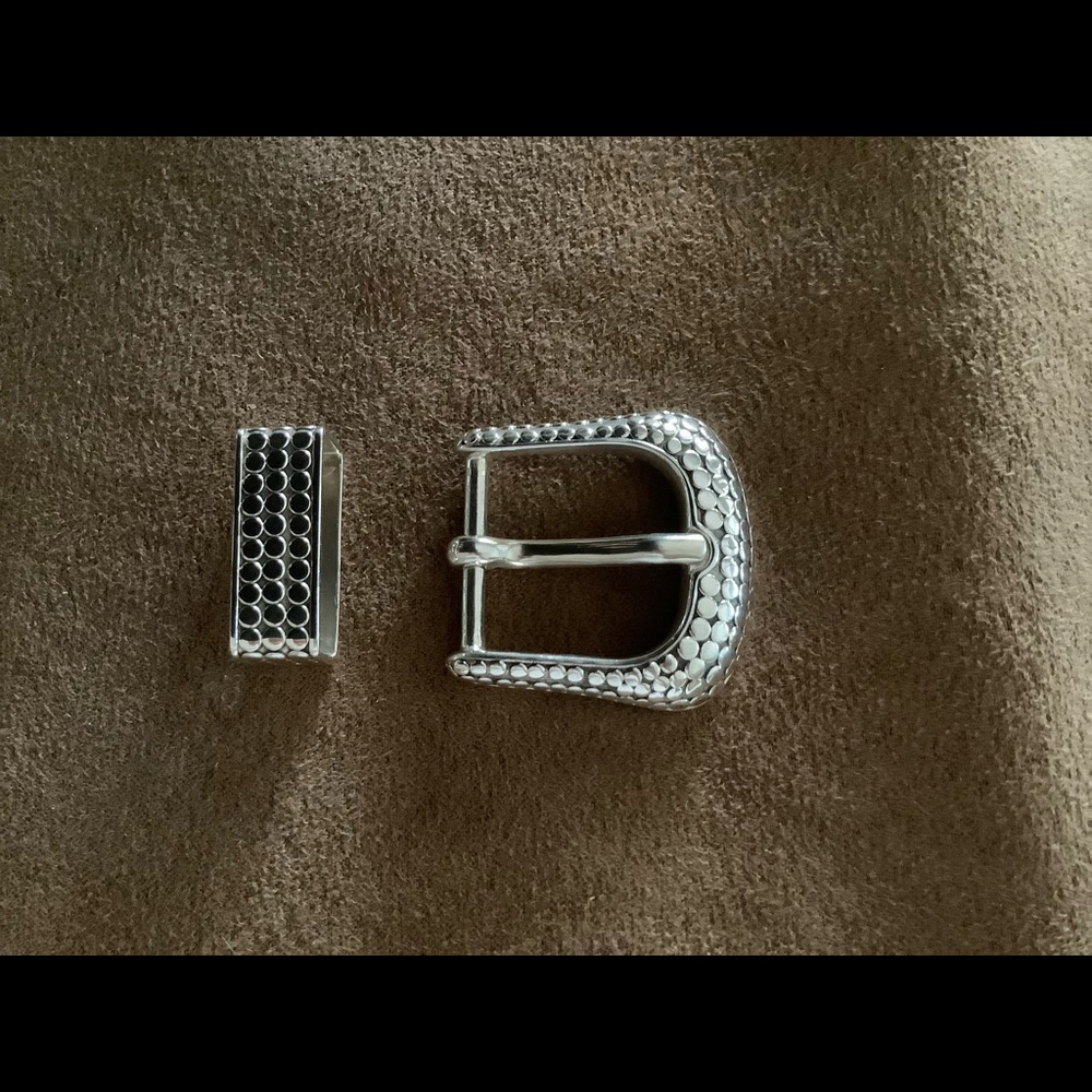 John Hardy Sterling Silver Belt Buckle & Guide from the Dot Collection